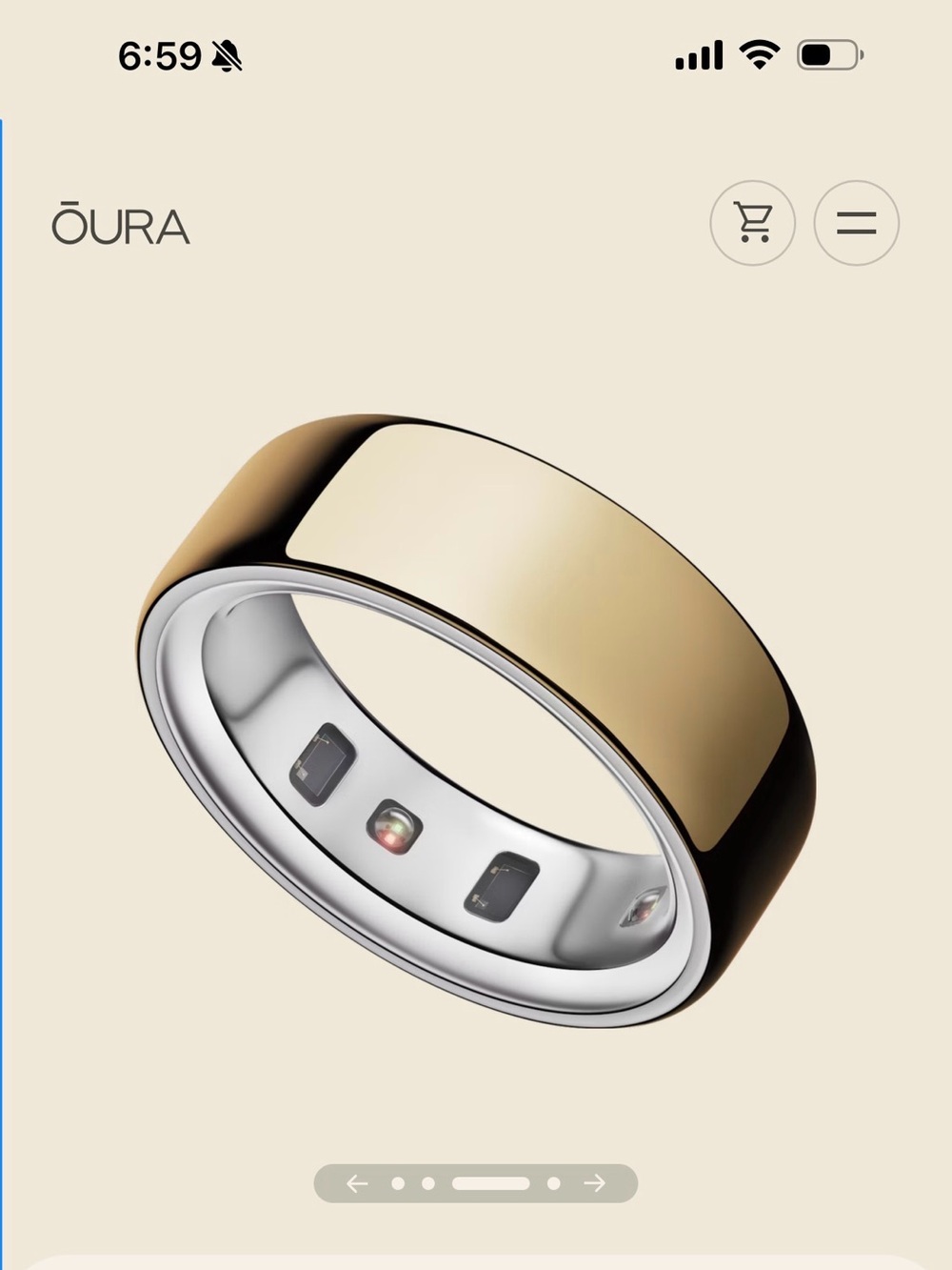 Oura Ring Gold with Silver Interior Smart Ring